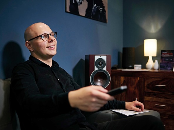 Person listening to music