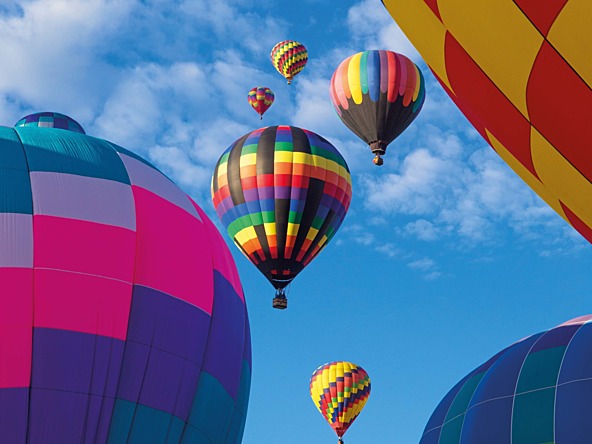 hot air balloons floating in the sky